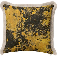 Hanna Home Saçaklı Kırlent Kılıfı Dekoratif Mermer Kırlent Kılıfı Salon Koltuk Yastığı 43X43 cm