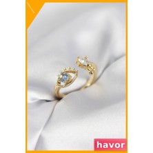 Havor Ayarlanabilir Pirinç Kadın Yüzüğü Zirkon Taşlı Aksesuar