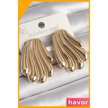 Havor Pirinç Işlemeli Istirdye Desenli Kadın Küpe