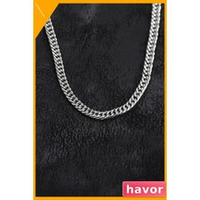 Havor Erkek 316L Çelik Curb Model Kolye 55CM Gümüş Rengi