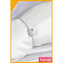 Havor Asansörlü Zirkon Taşlı Pirinç Bileklik Kadın Aksesuarı