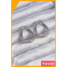 Havor Pirinç Oval Küpe Modelleri Çoklu Tasarım