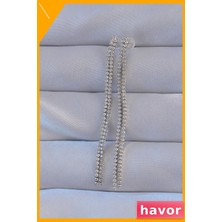 Havor Zirkon Taşlı Pirinç Su Yolu Desenli Kadın Küpesi