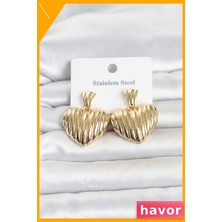Havor Kalp Model Gold Kaplama Paslanmaz Çelik Kadın Küpe