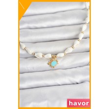 Havor Mavi Yengeç Model Deniz Kabuğu Kolye Doğal Taş