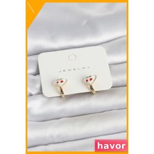 Havor Kalp Kiraz Desenli Pirinç Mineli Çocuk Küpe Gold
