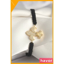 Havor Zirkon Taşlı Makrome Bileklik Zambak Figürlü Asansörlü Tasarım