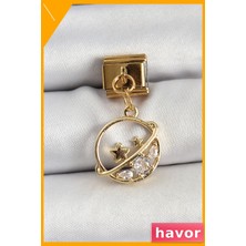 Havor Paslanmaz Çelik Zirkon Taşlı Sallantılı Bileklik Aksesuarı