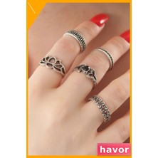 Havor Parmağa Göre Ayarlanabilir Siyah Kristal Taşlı Bayan Yüzük
