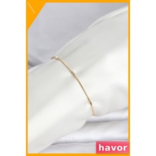 Havor Barlı Yılan Zincir Desenli Kadın Bilekliği Altın Renk Kaplama