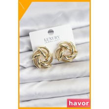 Havor Pirinç Sarmal Tasarım Kadın Küpe Altın Renk
