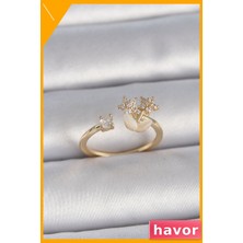 Havor Ayarlanabilir Zirkon Taşlı Pirinç Kadın Yüzüğü