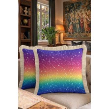 Hanna Home Saçaklı Kırlent Kılıfı Kırlent Kılıfı Renkli Yastık Kılıfı Salon Koltuk Yastığı 43X43 cm