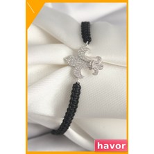 Havor Zirkon Taşlı Makrome Bileklik Zambak Figür Asanrsörlü