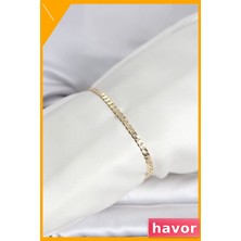 Havor Pirinç Altın Kaplama Kadın Bileklik Zincirli Aksesuar