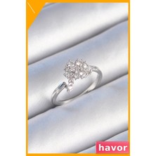 Havor Zirkon Taşlı Ayarlanabilir Kadın Yüzüğü Pirinç Malzeme