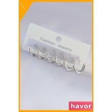 Havor Pirinç Oval Küpe Çifti Gümüş Rengi