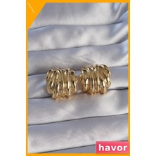 Havor Pirinç Bombe Tasarım Tırtıklı Kadın Küpe