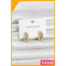 Havor Halka Model 316L Paslanmaz Çelik Kadın Küpe Gold