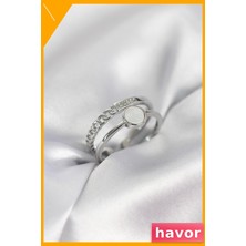 Havor Ayarlanabilir Pirinç Kadın Yüzük Gümüş Renkli Tasarım