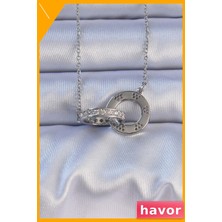 Havor Paslanmaz Çelik Zirkon Taşlı Kadın Kolyesi 45CM Zincir