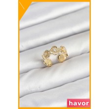 Havor Ayarlanabilir Pirinç Yonca Desenli Kadın Yüzüğü