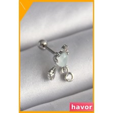 Havor 316L Paslanmaz Çelik Tragus Piercing Zirkon Taş Detaylı