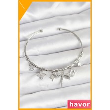 Havor Pirinç Bileklik Yusufçuk Motifli Gümüş Rengi Aksesuar