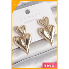 Havor Pirinç Kalp Şekilli Sallantılı Kadın Küpeleri