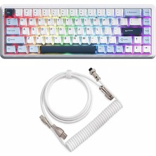 Ajazz AK680 Max%68 Manyetik Switch Oyuncu Klavyesi, Coiled Kablo, 3000MAH, 8000Hz Kablolu-1000Hz Kab
