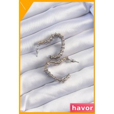 Havor Tırtıklı Kalp Desenli Pirinç Küpe Modelleri