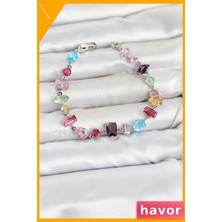 Havor Kristal Taşlı Kesimli Gold Renk Kadın Bileklik