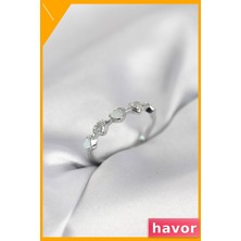 Havor Ayarlanabilir Pirinç Kalp Desenli Zirkon Yüzük
