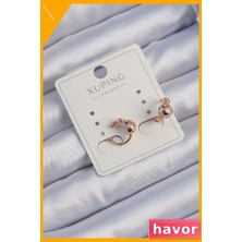 Havor Zirkon Taşlı Bombeli Topçuk Earcuff Kadın Küpe
