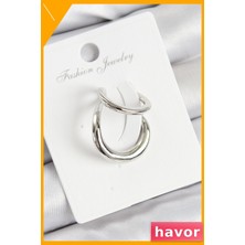 Havor Sağ Kıkırdak Için Pirinç Halka Küpe Gümüş Rengi