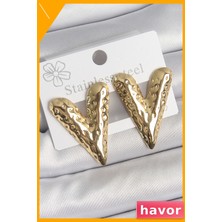 Havor Paslanmaz Kalp Şekilli Kadın Küpe 316L Çelik