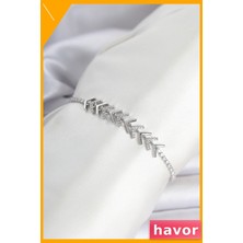 Havor Çavuş Model Su Yolu Kadın Bileklik Pirinç Gümüş Renk Zirkon Taşlı