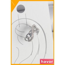 Havor Zirkon Taşlı Sonsuzluk Desenli Pirinç Kıkırdak Küpe