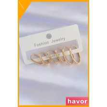 Havor Pirinç Oval Küpe Çifti Ince Tasarım