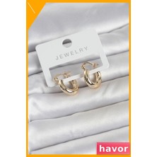 Havor Pirinç Halka Küpe 15 mm Gold Renk Kadın