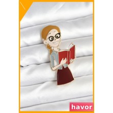 Havor Pirinç Öğretmen Broşu Takı Aksesuarı