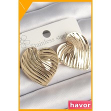 Havor Pirinç Kalp Desenli Kadın Küpe Modelleri