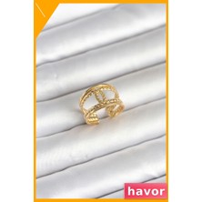 Havor Burgu Düğüm Model Ayarlanabilir 316L Çelik Yüzük Gold