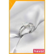 Havor Ayarlanabilir Pirinç Kadın Yüzüğü Sedef ve Zirkon Detaylı