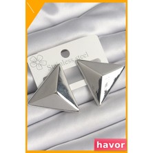 Havor Pirinç Malzemeden Üçgen Desenli Kadın Küpeleri