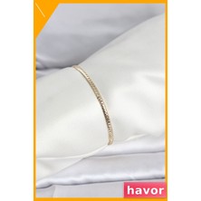 Havor Yassı Zincir Tasarım Kadın Bilekliği Altın Renk Kaplama