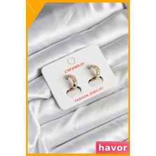 Havor Pirinç Malzeme Kadın Küpe 14K Altın Renk Kaplama