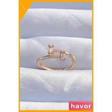 Havor Geometrik Desenli Ayarlanabilir Zirkon Taşlı Yüzük
