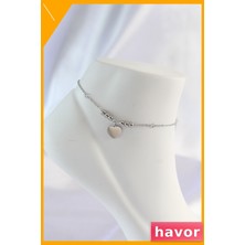 Havor Paslanmaz Çelik Kalp Tasarımı Zirkon Taşlı Kadın Halhal