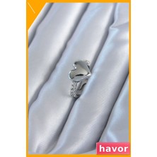 Havor Ayarlanabilir Pirinç Kalp Modeli Kadın Yüzük Zirkon Taşlı